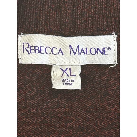 Rebecca Malone Sequin Long Sleeve Polyester Burgundy Top Size XL - Picture 3 of 3
